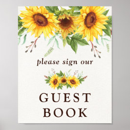 Rustige Waterverf Sunflower Wedding Guest Book Poster