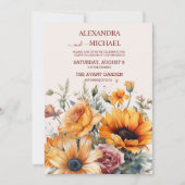 Rustige Waterverf Sunflower Wedding Kaart (Voorkant)