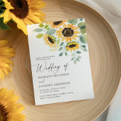Rustige Waterverf Sunflower Wedding Kaart