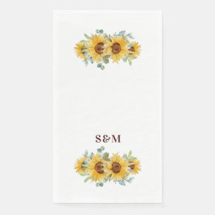 Rustige Waterverf Sunflower Wedding Monogram Servet