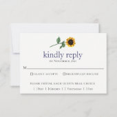 Rustige Waterverf Sunflower Wedding RSVP Kaart (Voorkant)