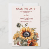Rustige Waterverf Sunflower Wedding Save The Date (Voorkant)
