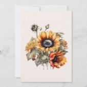 Rustige Waterverf Sunflower Wedding Save The Date (Achterkant)
