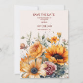 Rustige Waterverf Sunflower Wedding Save The Date (Voorkant)