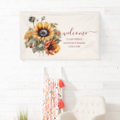 Rustige Waterverf Sunflower Wedding Spandoek (Insitu)