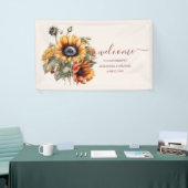 Rustige Waterverf Sunflower Wedding Spandoek (Beurs)