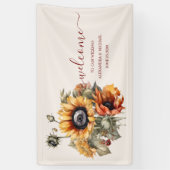 Rustige Waterverf Sunflower Wedding Spandoek (Verticaal)