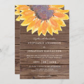 Rustige Waterverf Sunflower Wood QR Code Weddensch Kaart (Voorkant / Achterkant)