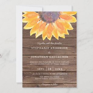 Rustige Waterverf Sunflower Wood QR Code Weddensch Kaart