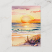 Rustige Waterverf Sunset Beach Seascape Wedding Informatiekaartje (Achterkant)