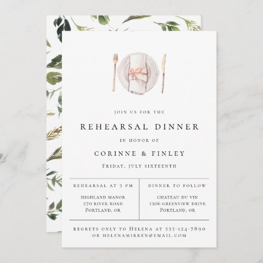 Rustige Waterverf Tabel instelling repetitief dine Aankondiging (Voorkant / Achterkant)