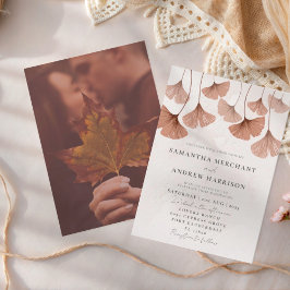 Rustige Waterverf Terracotta Ginkgo Wedding Kaart