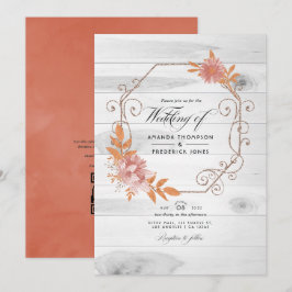Rustige Waterverf Terracotta QR Code RSVP Wedding Kaart