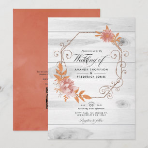 Rustige Waterverf Terracotta QR Code RSVP Wedding Kaart