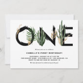 Rustige Waterverf Tropische bladeren eerste verjaa Kaart (Voorkant)