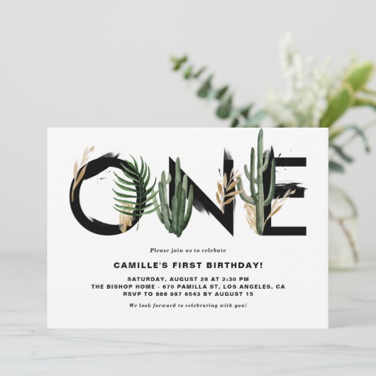 Rustige Waterverf Tropische bladeren eerste verjaa Kaart (Staand voorkant)