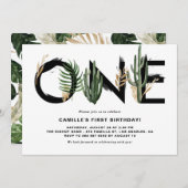 Rustige Waterverf Tropische bladeren eerste verjaa Kaart (Voorkant / Achterkant)