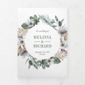 Rustige Waterverf Tropische bladeren Floral Weddin Drieluik Uitnodiging (Cover)