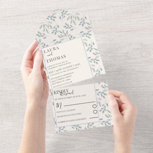 Rustige waterverf van de olievlek all in one uitnodiging (Afscheurbaar)