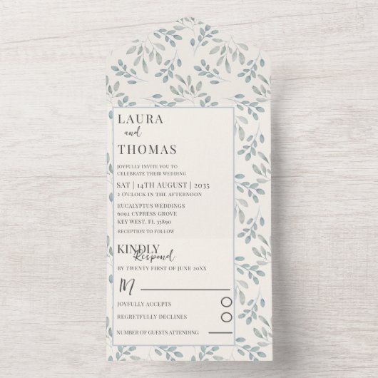 Rustige waterverf van de olievlek all in one uitnodiging (Binnen)