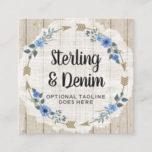 Rustige Waterverf van hout en Bohemen Vierkante Visitekaartje (Voorkant)