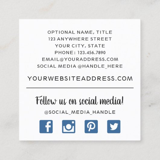 Rustige Waterverf van hout en Bohemen Vierkante Visitekaartje (Achterkant)