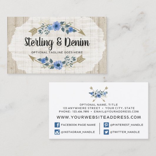 Rustige Waterverf van hout en Bohemen Visitekaartje (Voorkant / Achterkant)