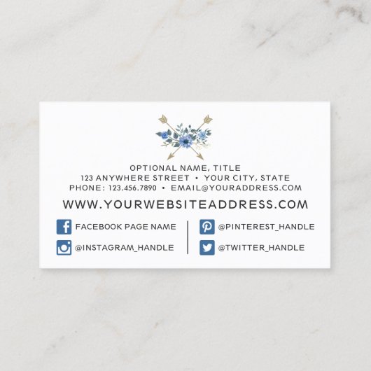 Rustige Waterverf van hout en Bohemen Visitekaartje (Achterkant)