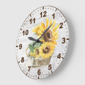 Rustige Waterverf van hout Gele zonnebloemen Grote Klok (Hoek)