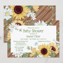 Rustige Waterverf van zonnebloemen Baby shower Kaart
