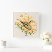 Rustige Waterverf van zonnebloemen Vierkante Klok (Huis)