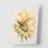 Rustige Waterverf van zonnebloemen Vierkante Klok (Hoek)