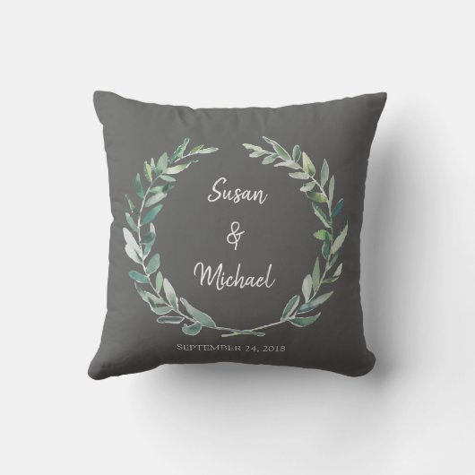 Rustige waterverf verlaat bruid en bruidegans kussen (Achterkant)