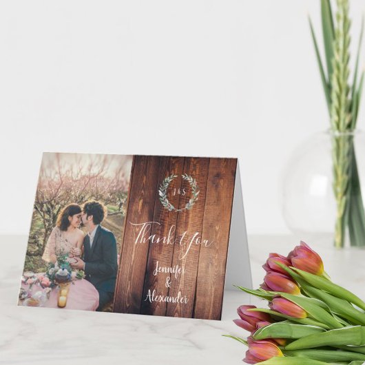 Rustige waterverf verlaat Dank je trouwkaart Bedankkaart