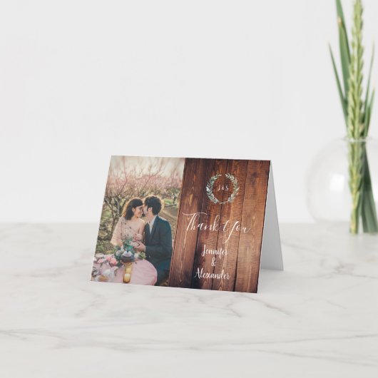 Rustige waterverf verlaat Dank je trouwkaart Bedankkaart (Voorkant)