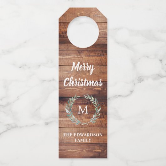 Rustige waterverf verlaat hout Droog kerstfeest Flessenhanger (Voorkant)