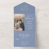 Rustige waterverf verlaat monogram foto Weddenscha All In One Uitnodiging (Binnen)