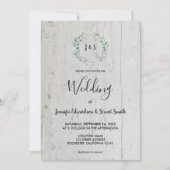 Rustige waterverf verlaat monogram foto Weddenscha Kaart (Voorkant)