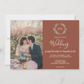 Rustige waterverf verlaat monogram foto Weddenscha Kaart (Voorkant)