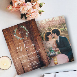 Rustige waterverf verlaat monogram foto Weddenscha Kaart