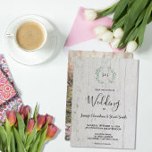 Rustige waterverf verlaat monogram foto Weddenscha Kaart