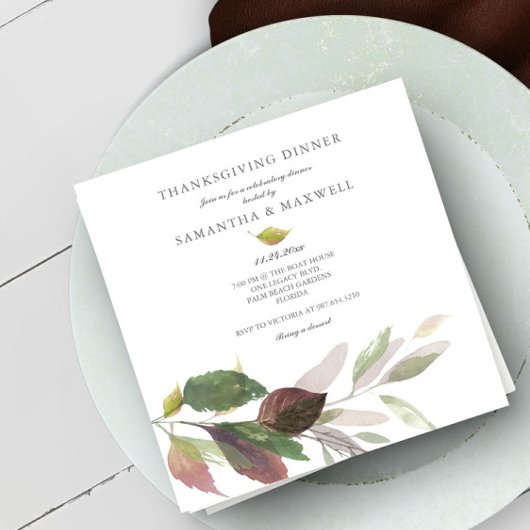 Rustige Waterverf verlaat Thanksgiving Kaart