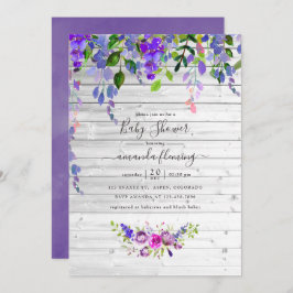 Rustige Waterverf Violet Floral Baby shower Kaart