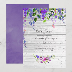 Rustige Waterverf Violet Floral Baby shower Kaart