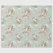 Rustige Waterverf Vloer Bouquet Patroon in Sage Cadeaupapier (Vlak)