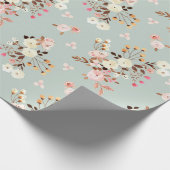 Rustige Waterverf Vloer Bouquet Patroon in Sage Cadeaupapier (Hoek)