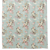 Rustige Waterverf Vloer Bouquet Patroon in Sage Douchegordijn (Voorkant)