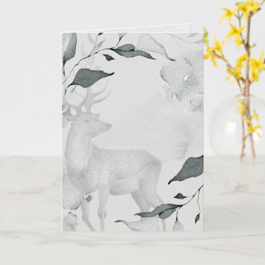 Rustige Waterverf vreedzame deer Kaart (Gele Bloem)