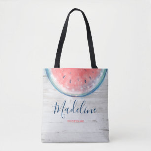Rustige Waterverf Watermeloen Gifts Bridesmaid Nam Tote Bag