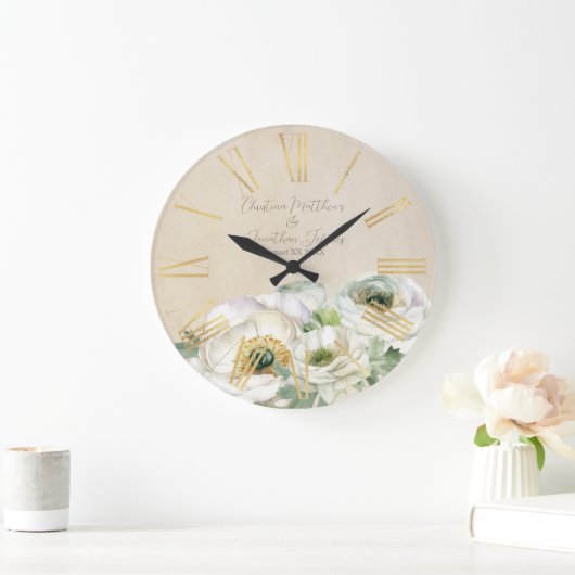 Rustige Waterverf White Ranunculus Grote Klok (Huis)